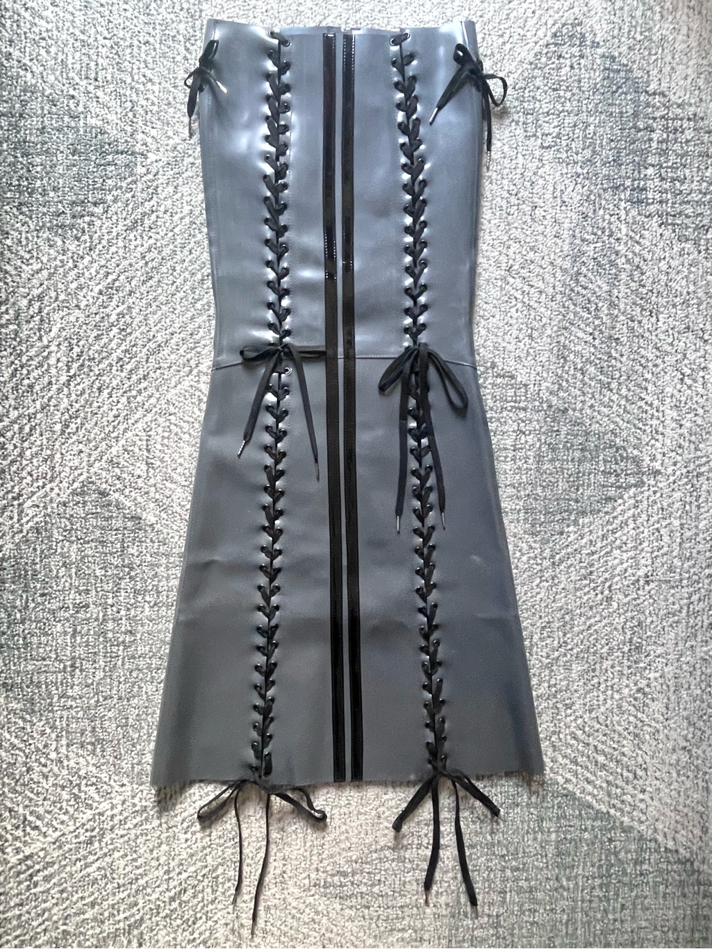 Rare Dominnico “Varsity Archive Skirt”Spanish Designer Runway Sample Vinyl Lace — image 4 of 8